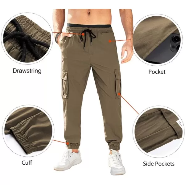 JMIERR Mens Casual Cargo Pants Stretch Elastic Waist Drawstring Joggers Pants Tapered Sweatpants for Men Multi Pockets
