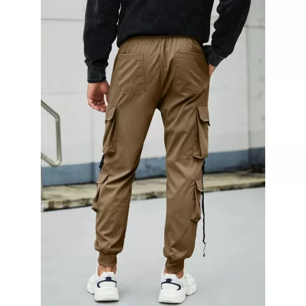 JMIERR Mens Casual Cargo Pants Stretch Elastic Waist Drawstring Joggers Pants Tapered Sweatpants for Men Multi Pockets