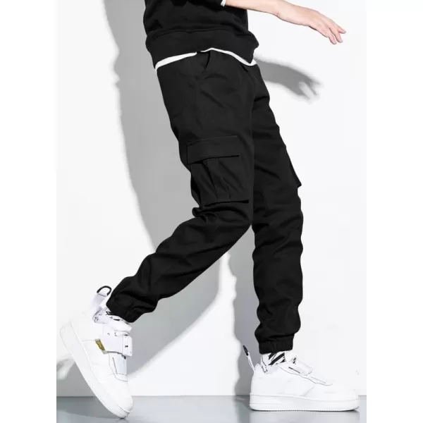 JMIERR Mens Casual Cargo Pants Stretch Elastic Waist Drawstring Joggers Pants Tapered Sweatpants for Men Multi Pockets