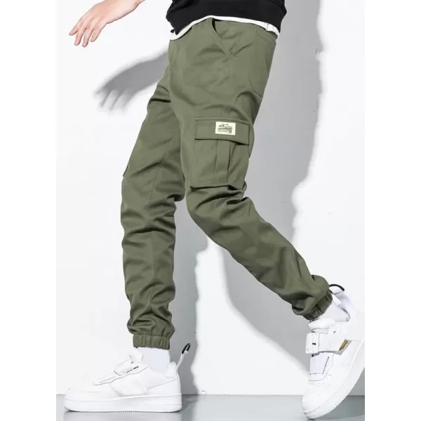 JMIERR Mens Casual Cargo Pants Stretch Elastic Waist Drawstring Joggers Pants Tapered Sweatpants for Men Multi Pockets
