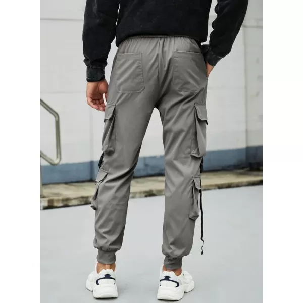 JMIERR Mens Casual Cargo Pants Stretch Elastic Waist Drawstring Joggers Pants Tapered Sweatpants for Men Multi Pockets