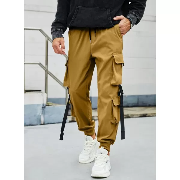 JMIERR Mens Casual Cargo Pants Stretch Elastic Waist Drawstring Joggers Pants Tapered Sweatpants for Men Multi Pockets