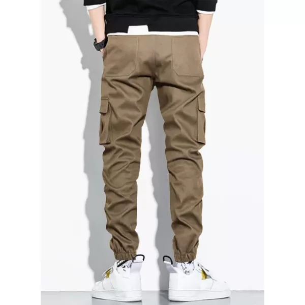 JMIERR Mens Casual Cargo Pants Stretch Elastic Waist Drawstring Joggers Pants Tapered Sweatpants for Men Multi Pockets