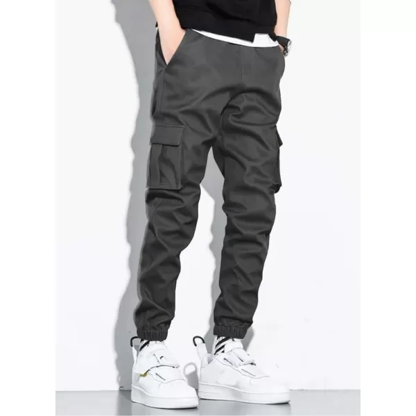 JMIERR Mens Casual Cargo Pants Stretch Elastic Waist Drawstring Joggers Pants Tapered Sweatpants for Men Multi Pockets