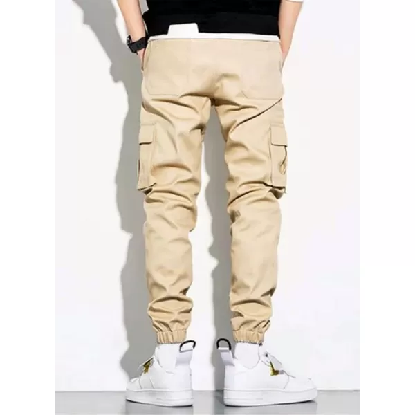 JMIERR Mens Casual Cargo Pants Stretch Elastic Waist Drawstring Joggers Pants Tapered Sweatpants for Men Multi Pockets