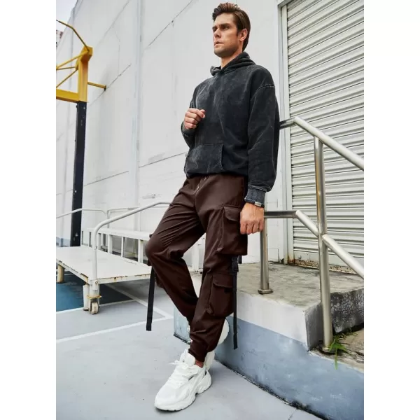 JMIERR Mens Casual Cargo Pants Stretch Elastic Waist Drawstring Joggers Pants Tapered Sweatpants for Men Multi Pockets