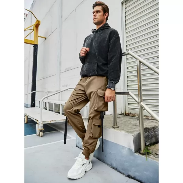 JMIERR Mens Casual Cargo Pants Stretch Elastic Waist Drawstring Joggers Pants Tapered Sweatpants for Men Multi Pockets