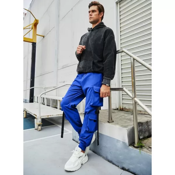 JMIERR Mens Casual Cargo Pants Stretch Elastic Waist Drawstring Joggers Pants Tapered Sweatpants for Men Multi Pockets