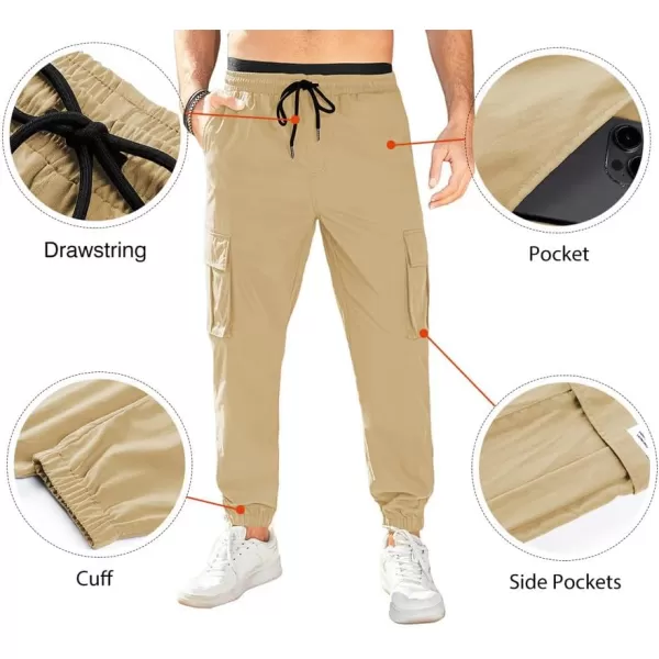 JMIERR Mens Casual Cargo Pants Stretch Elastic Waist Drawstring Joggers Pants Tapered Sweatpants for Men Multi Pockets