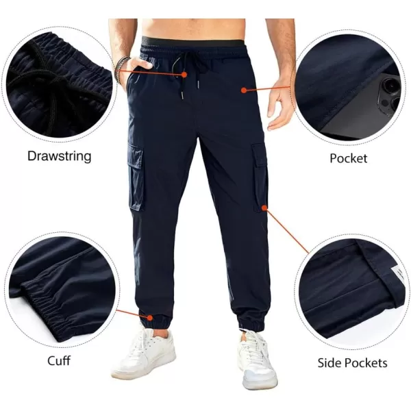 JMIERR Mens Casual Cargo Pants Stretch Elastic Waist Drawstring Joggers Pants Tapered Sweatpants for Men Multi Pockets