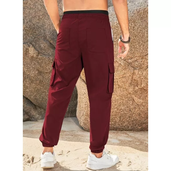 JMIERR Mens Casual Cargo Pants Stretch Elastic Waist Drawstring Joggers Pants Tapered Sweatpants for Men Multi Pockets