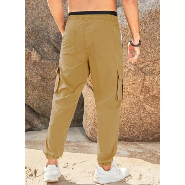 JMIERR Mens Casual Cargo Pants Stretch Elastic Waist Drawstring Joggers Pants Tapered Sweatpants for Men Multi Pockets