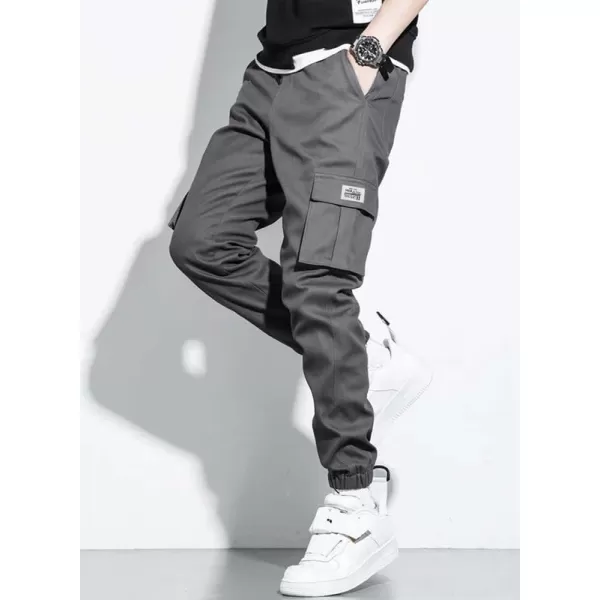 JMIERR Mens Casual Cargo Pants Stretch Elastic Waist Drawstring Joggers Pants Tapered Sweatpants for Men Multi Pockets