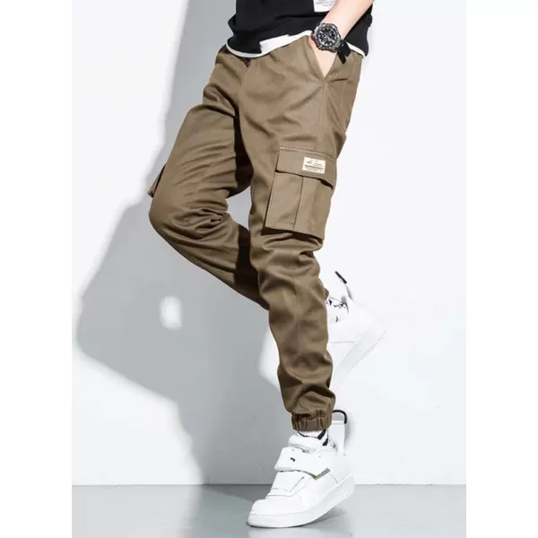 JMIERR Mens Casual Cargo Pants Stretch Elastic Waist Drawstring Joggers Pants Tapered Sweatpants for Men Multi Pockets
