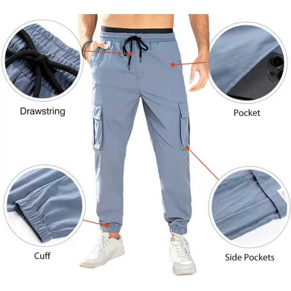 JMIERR Mens Casual Cargo Pants Stretch Elastic Waist Drawstring Joggers Pants Tapered Sweatpants for Men Multi Pockets