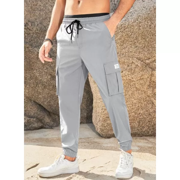 JMIERR Mens Casual Cargo Pants Stretch Elastic Waist Drawstring Joggers Pants Tapered Sweatpants for Men Multi Pockets