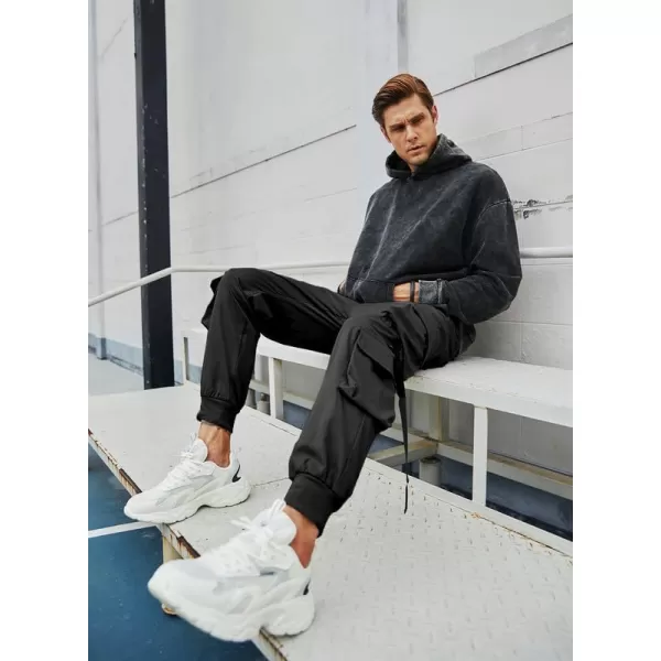 JMIERR Mens Casual Cargo Pants Stretch Elastic Waist Drawstring Joggers Pants Tapered Sweatpants for Men Multi Pockets