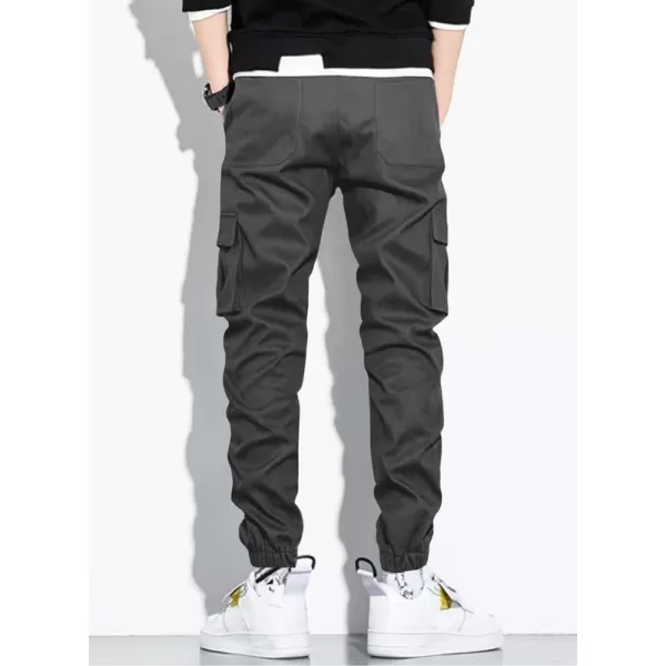JMIERR Mens Casual Cargo Pants Stretch Elastic Waist Drawstring Joggers Pants Tapered Sweatpants for Men Multi Pockets