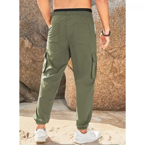 JMIERR Mens Casual Cargo Pants Stretch Elastic Waist Drawstring Joggers Pants Tapered Sweatpants for Men Multi Pockets