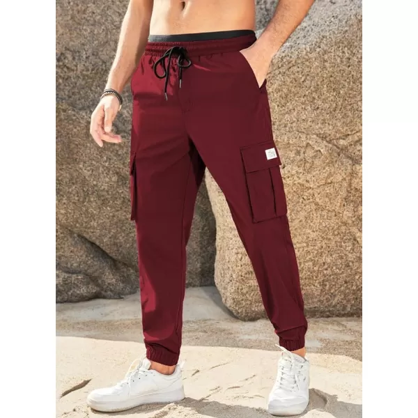 JMIERR Mens Casual Cargo Pants Stretch Elastic Waist Drawstring Joggers Pants Tapered Sweatpants for Men Multi Pockets