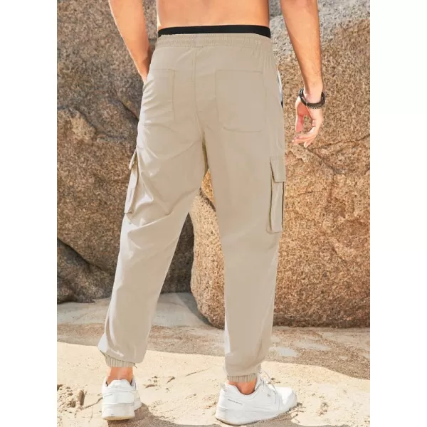 JMIERR Mens Casual Cargo Pants Stretch Elastic Waist Drawstring Joggers Pants Tapered Sweatpants for Men Multi Pockets
