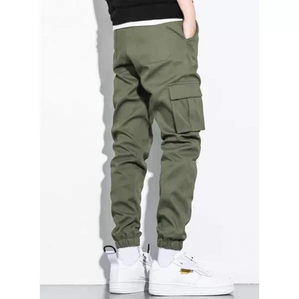 JMIERR Mens Casual Cargo Pants Stretch Elastic Waist Drawstring Joggers Pants Tapered Sweatpants for Men Multi Pockets