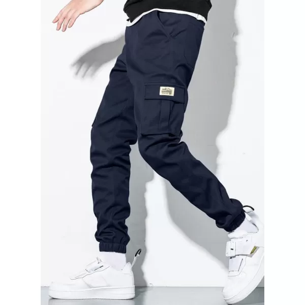 JMIERR Mens Casual Cargo Pants Stretch Elastic Waist Drawstring Joggers Pants Tapered Sweatpants for Men Multi Pockets