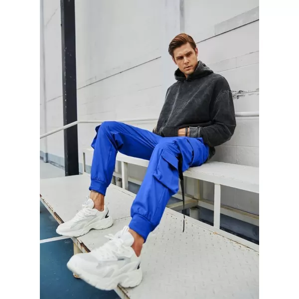 JMIERR Mens Casual Cargo Pants Stretch Elastic Waist Drawstring Joggers Pants Tapered Sweatpants for Men Multi Pockets