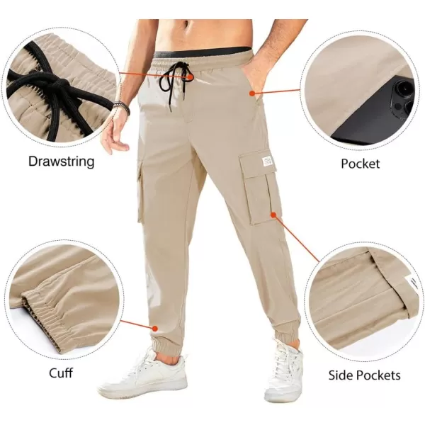 JMIERR Mens Casual Cargo Pants Stretch Elastic Waist Drawstring Joggers Pants Tapered Sweatpants for Men Multi Pockets