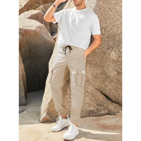 JMIERR Mens Casual Cargo Pants Stretch Elastic Waist Drawstring Joggers Pants Tapered Sweatpants for Men Multi Pockets