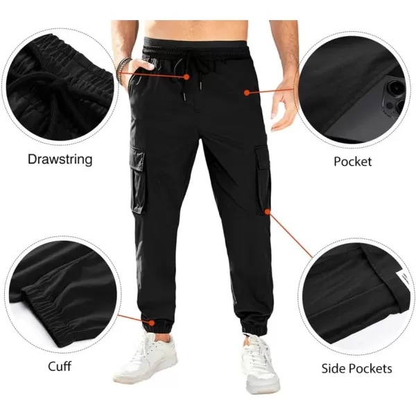 JMIERR Mens Casual Cargo Pants Stretch Elastic Waist Drawstring Joggers Pants Tapered Sweatpants for Men Multi Pockets