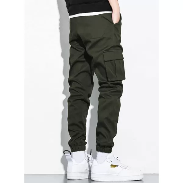JMIERR Mens Casual Cargo Pants Stretch Elastic Waist Drawstring Joggers Pants Tapered Sweatpants for Men Multi Pockets
