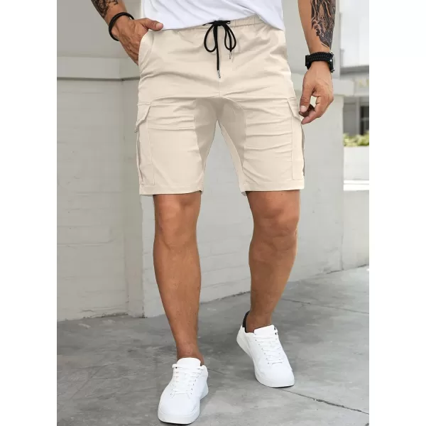JMIERR Mens Casual Cargo Shorts - Cotton Drawstring Stretch Summer Beach Shorts Twill Chino Short with 6 Pockets