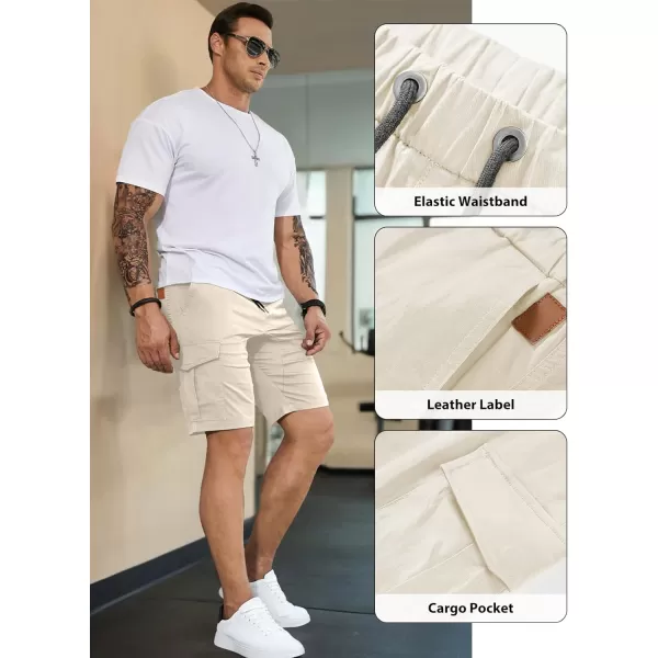 JMIERR Mens Casual Cargo Shorts - Cotton Drawstring Stretch Summer Beach Shorts Twill Chino Short with 6 Pockets