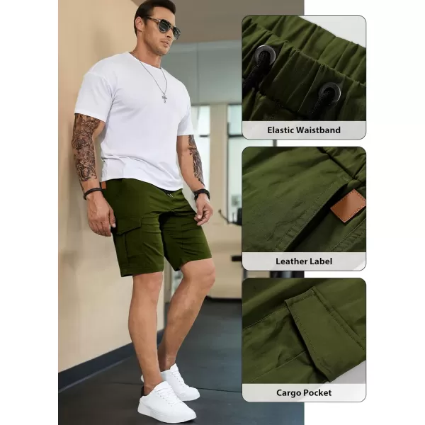 JMIERR Mens Casual Cargo Shorts - Cotton Drawstring Stretch Summer Beach Shorts Twill Chino Short with 6 Pockets
