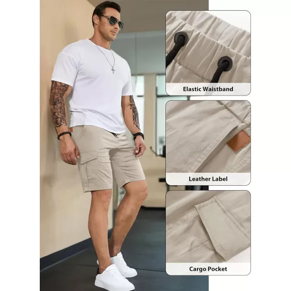 JMIERR Mens Casual Cargo Shorts - Cotton Drawstring Stretch Summer Beach Shorts Twill Chino Short with 6 Pockets