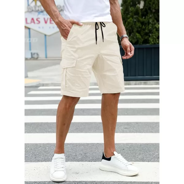 JMIERR Mens Casual Cargo Shorts - Cotton Drawstring Stretch Summer Beach Shorts Twill Chino Short with 6 Pockets