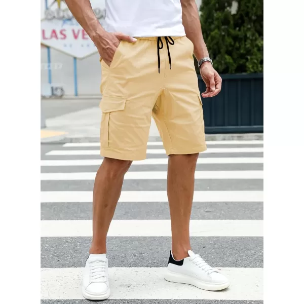 JMIERR Mens Casual Cargo Shorts - Cotton Drawstring Stretch Summer Beach Shorts Twill Chino Short with 6 Pockets