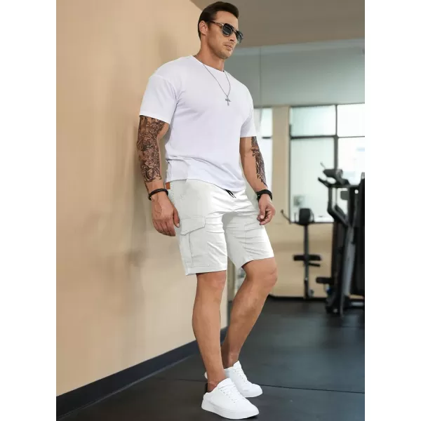 JMIERR Mens Casual Cargo Shorts - Cotton Drawstring Stretch Summer Beach Shorts Twill Chino Short with 6 Pockets