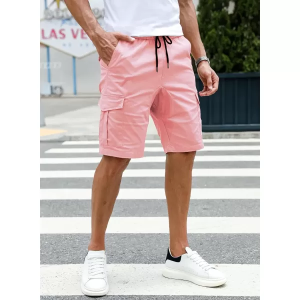 JMIERR Mens Casual Cargo Shorts - Cotton Drawstring Stretch Summer Beach Shorts Twill Chino Short with 6 Pockets