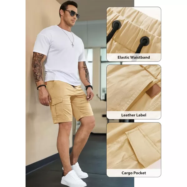 JMIERR Mens Casual Cargo Shorts - Cotton Drawstring Stretch Summer Beach Shorts Twill Chino Short with 6 Pockets