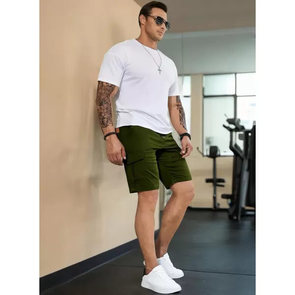 JMIERR Mens Casual Cargo Shorts - Cotton Drawstring Stretch Summer Beach Shorts Twill Chino Short with 6 Pockets