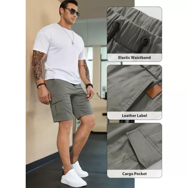 JMIERR Mens Casual Cargo Shorts - Cotton Drawstring Stretch Summer Beach Shorts Twill Chino Short with 6 Pockets