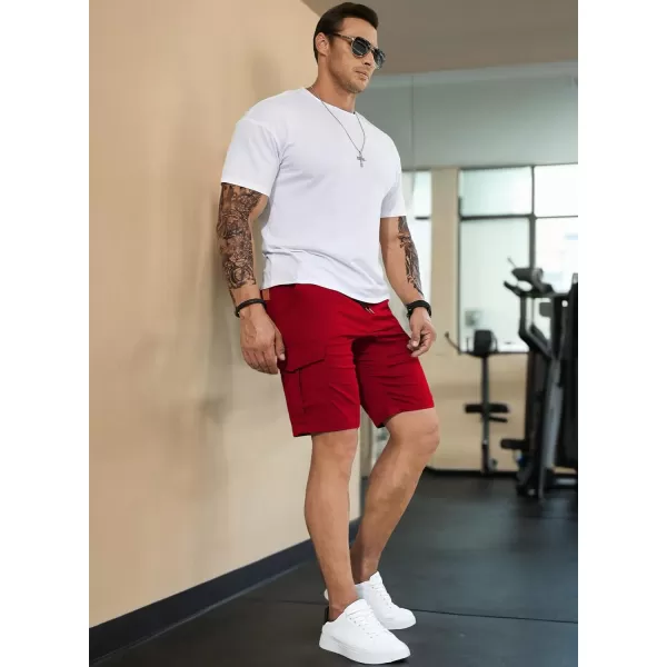 JMIERR Mens Casual Cargo Shorts - Cotton Drawstring Stretch Summer Beach Shorts Twill Chino Short with 6 Pockets