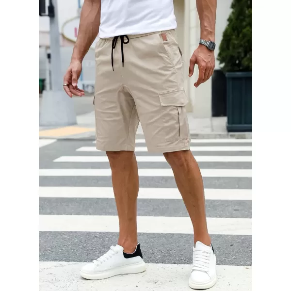 JMIERR Mens Casual Cargo Shorts - Cotton Drawstring Stretch Summer Beach Shorts Twill Chino Short with 6 Pockets