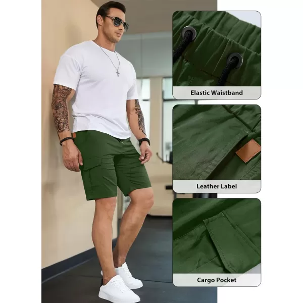 JMIERR Mens Casual Cargo Shorts - Cotton Drawstring Stretch Summer Beach Shorts Twill Chino Short with 6 Pockets