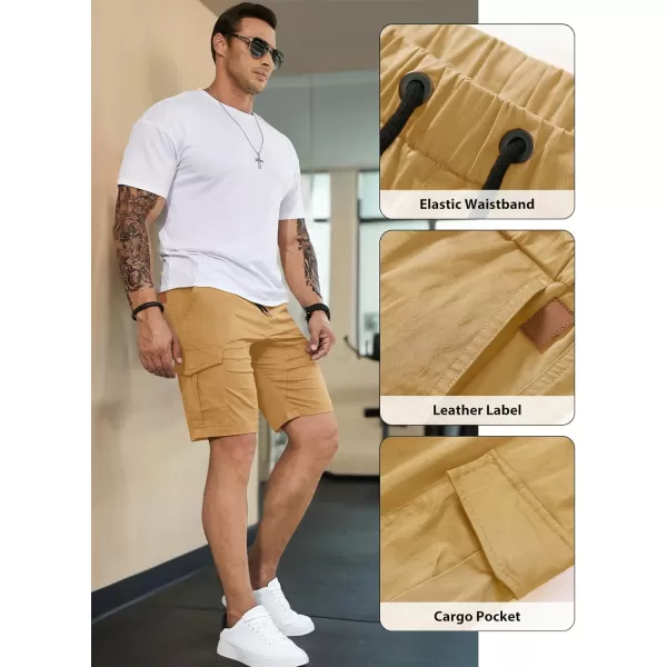 JMIERR Mens Casual Cargo Shorts - Cotton Drawstring Stretch Summer Beach Shorts Twill Chino Short with 6 Pockets