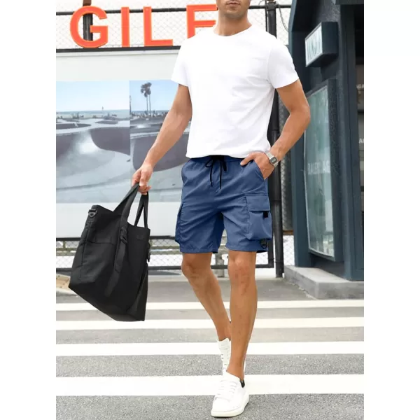 JMIERR Mens Casual Cargo Shorts Drawstring Elastic Waist Stretch Shorts Summer Beach Work Shorts for Men with 4 Pockets