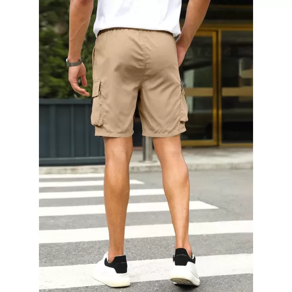 JMIERR Mens Casual Cargo Shorts Drawstring Elastic Waist Stretch Shorts Summer Beach Work Shorts for Men with 4 Pockets