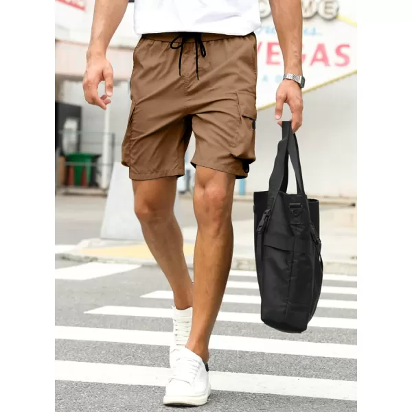 JMIERR Mens Casual Cargo Shorts Drawstring Elastic Waist Stretch Shorts Summer Beach Work Shorts for Men with 4 Pockets